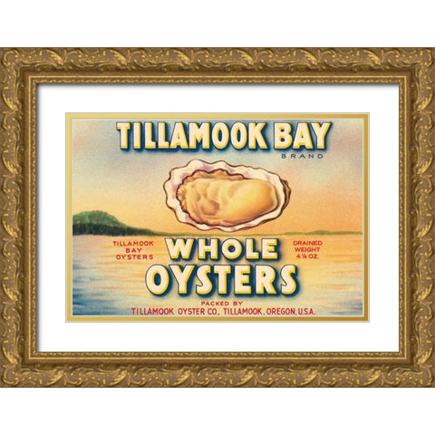 Tillamook Bay Whole Oysters Gold Ornate Wood Framed Art Print with Double Matting by Retrolabel