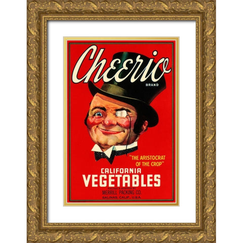Cheerio Brand California Vegetables Gold Ornate Wood Framed Art Print with Double Matting by Retrolabel