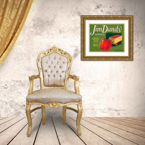 Jim Dandy Brand Apples Gold Ornate Wood Framed Art Print with Double Matting by Retrolabel