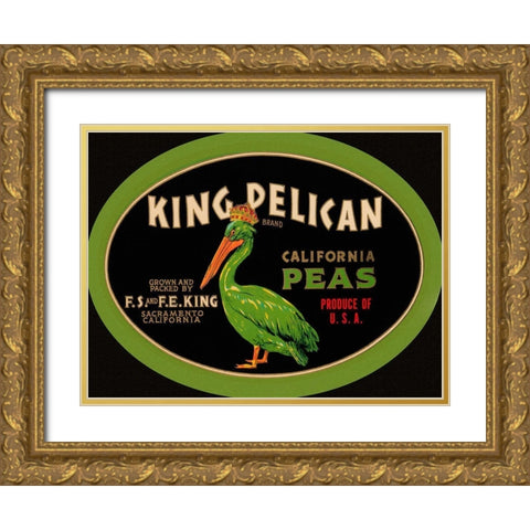 King Pelican California Peas Gold Ornate Wood Framed Art Print with Double Matting by Retrolabel