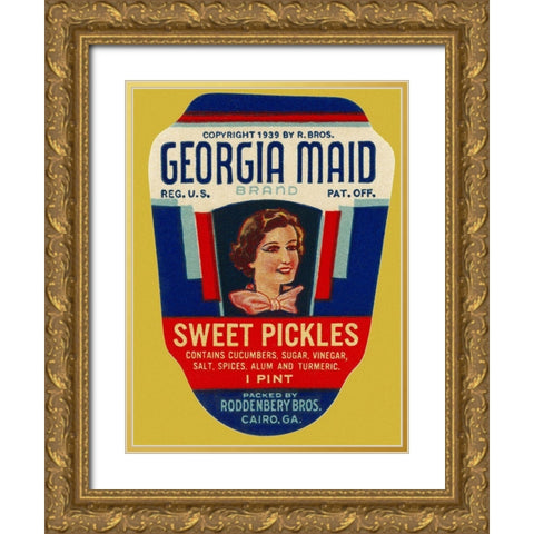 Georgia Maid Sweet Pickles Gold Ornate Wood Framed Art Print with Double Matting by Retrolabel