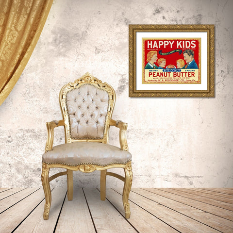 Happy Kids Bits o Nut Peanut Butter Gold Ornate Wood Framed Art Print with Double Matting by Retrolabel