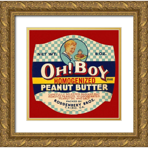 Oh! Boy Homogenized Peanut Butter Gold Ornate Wood Framed Art Print with Double Matting by Retrolabel
