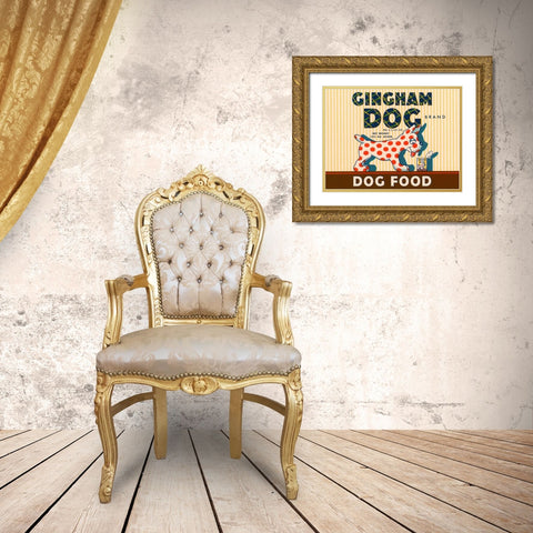 Gingham Dog Gold Ornate Wood Framed Art Print with Double Matting by Retrolabel