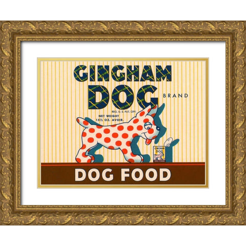 Gingham Dog Gold Ornate Wood Framed Art Print with Double Matting by Retrolabel