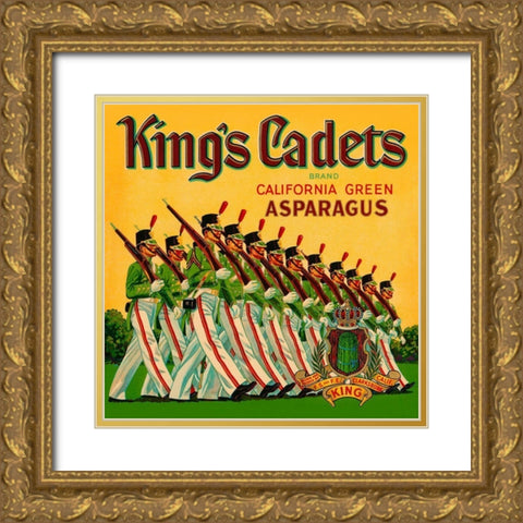 Kings Cadets California Green Asparagus Gold Ornate Wood Framed Art Print with Double Matting by Retrolabel