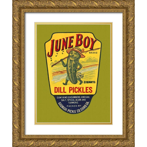 June Boy Dill Pickles Gold Ornate Wood Framed Art Print with Double Matting by Retrolabel