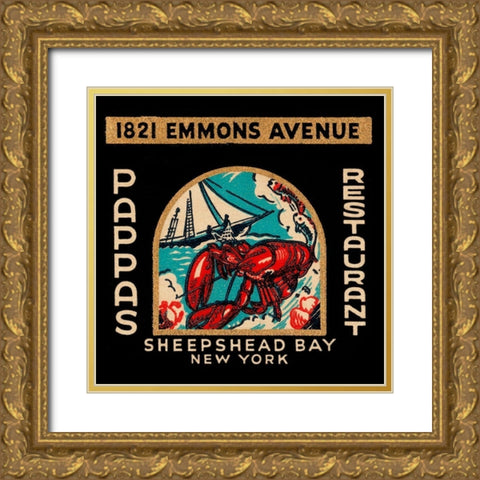 Pappas Restaurant Gold Ornate Wood Framed Art Print with Double Matting by Retrolabel