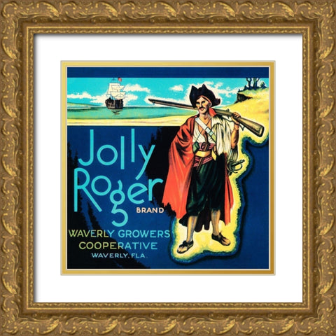 Jolly Roger Brand Gold Ornate Wood Framed Art Print with Double Matting by Retrolabel