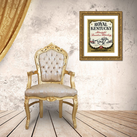 Royal Kentucky Straight Bourbon Whiskey Gold Ornate Wood Framed Art Print with Double Matting by Vintage Booze Labels
