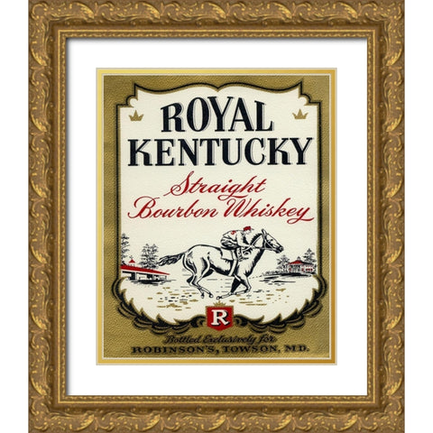 Royal Kentucky Straight Bourbon Whiskey Gold Ornate Wood Framed Art Print with Double Matting by Vintage Booze Labels