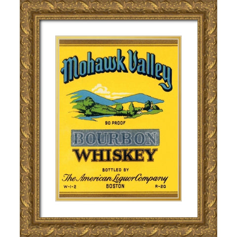 Mohawk Valley Bourbon Whiskey Gold Ornate Wood Framed Art Print with Double Matting by Vintage Booze Labels