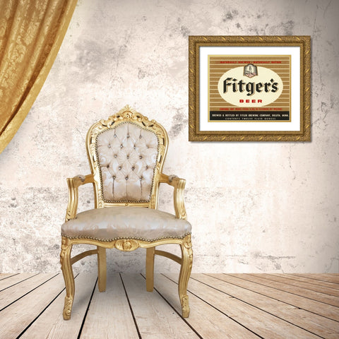 Fitgers Beer Gold Ornate Wood Framed Art Print with Double Matting by Vintage Booze Labels
