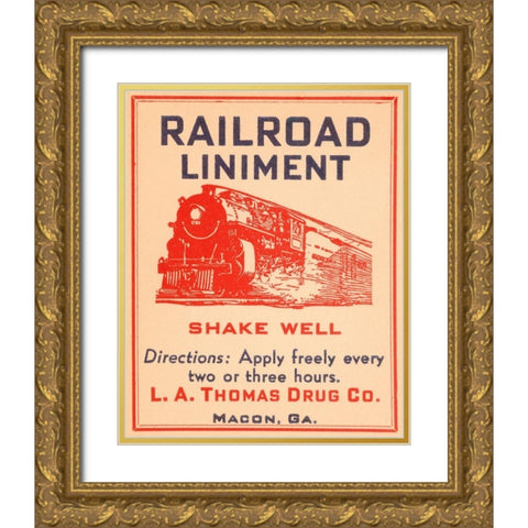 Railroad Liniment Gold Ornate Wood Framed Art Print with Double Matting by Vintage Booze Labels