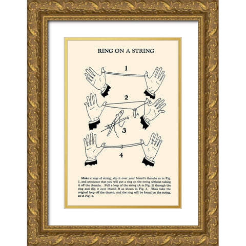 Ring on a String Gold Ornate Wood Framed Art Print with Double Matting by Retromagic
