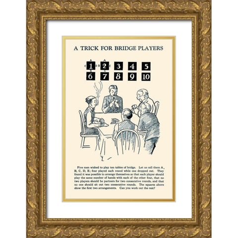 A Trick for Bridge Players Gold Ornate Wood Framed Art Print with Double Matting by Retromagic