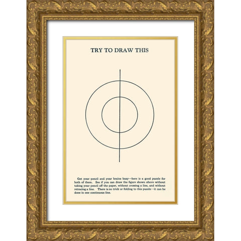 Try to Draw This Gold Ornate Wood Framed Art Print with Double Matting by Retromagic