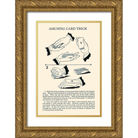 Amusing Card Trick Gold Ornate Wood Framed Art Print with Double Matting by Retromagic