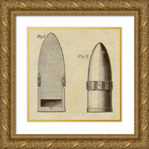 Improved Artillery Shell Gold Ornate Wood Framed Art Print with Double Matting by Inventions
