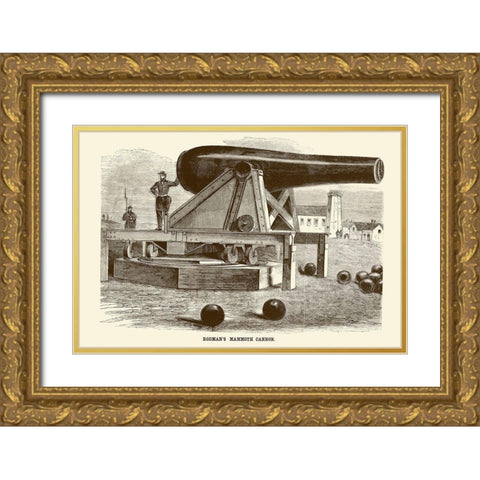 Rodmans Mammoth Cannon Gold Ornate Wood Framed Art Print with Double Matting by Inventions