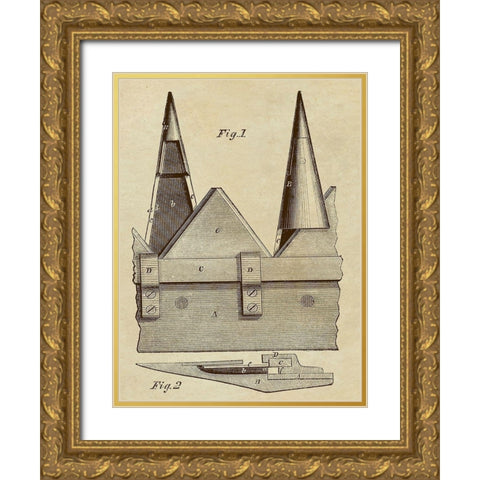 Pencil lead Cutter Gold Ornate Wood Framed Art Print with Double Matting by Inventions