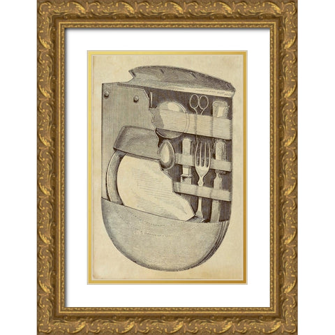 Pocket Picnic Kit Gold Ornate Wood Framed Art Print with Double Matting by Inventions