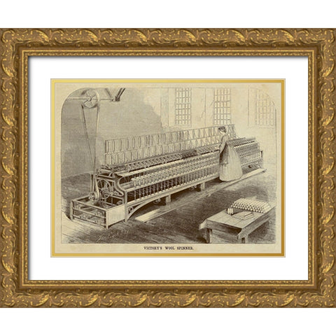 Victorys Wool Spinner Gold Ornate Wood Framed Art Print with Double Matting by Inventions
