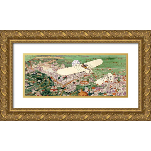 Rome to Paris by air non-stop Gold Ornate Wood Framed Art Print with Double Matting by Inventions
