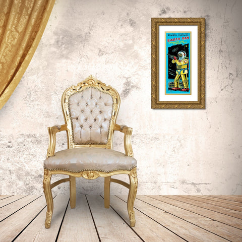 Battery Operated Remote Control Earthman Gold Ornate Wood Framed Art Print with Double Matting by Retrobot