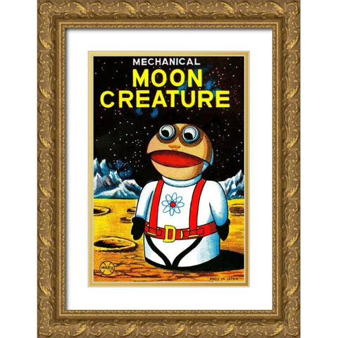 Mechanical Moon Creature Gold Ornate Wood Framed Art Print with Double Matting by Retrobot