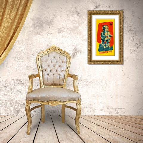 Robot ST1 Gold Ornate Wood Framed Art Print with Double Matting by Retrobot