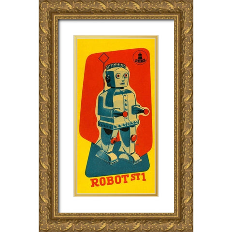 Robot ST1 Gold Ornate Wood Framed Art Print with Double Matting by Retrobot
