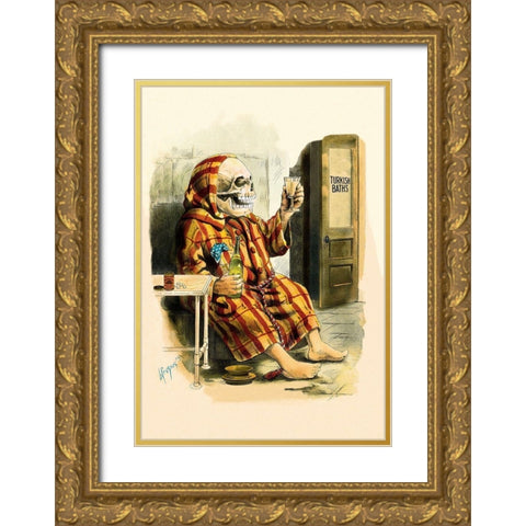 Death Takes a Bath Gold Ornate Wood Framed Art Print with Double Matting by Frusius