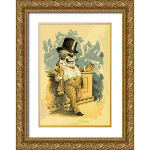 Death at the Bar Gold Ornate Wood Framed Art Print with Double Matting by Frusius