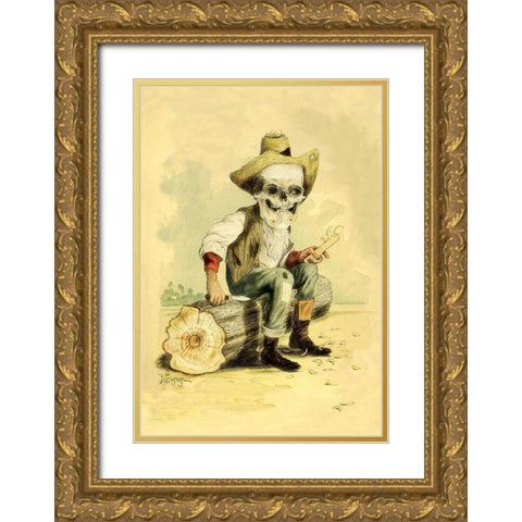 Death Whittles a Stick Gold Ornate Wood Framed Art Print with Double Matting by Frusius