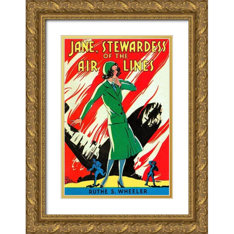 Jane, Stewardes of the Air Lines Gold Ornate Wood Framed Art Print with Double Matting by Retrotravel