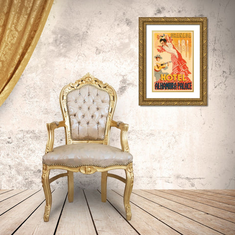 Hotel Alhambra - Palace Gold Ornate Wood Framed Art Print with Double Matting by Retrotravel