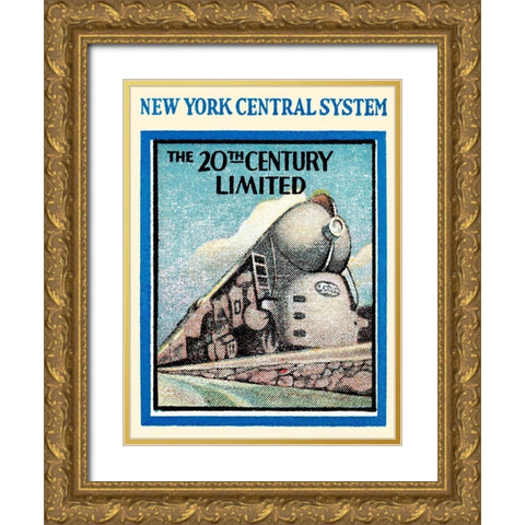New York Central System - The 20th Century Limited Gold Ornate Wood Framed Art Print with Double Matting by Retrotravel