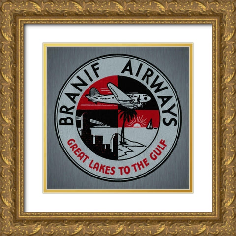 Branif Airways - Great Lakes to the Gulf Gold Ornate Wood Framed Art Print with Double Matting by Retrotravel