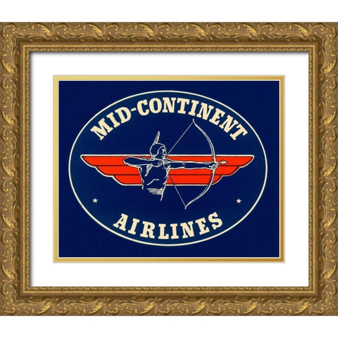 Mid-Continent Airlines Gold Ornate Wood Framed Art Print with Double Matting by Retrotravel