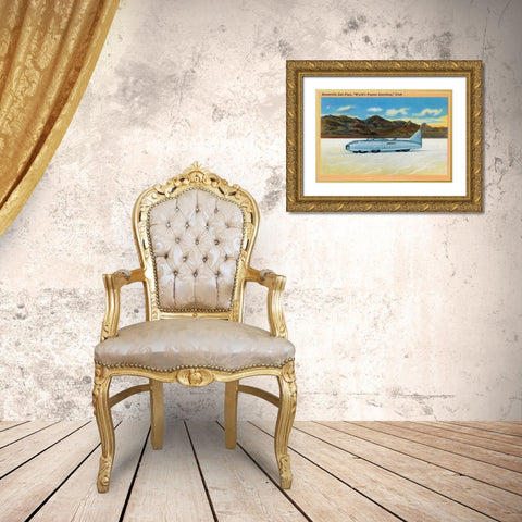 Worlds Fastest Speedway Gold Ornate Wood Framed Art Print with Double Matting by Retrotravel