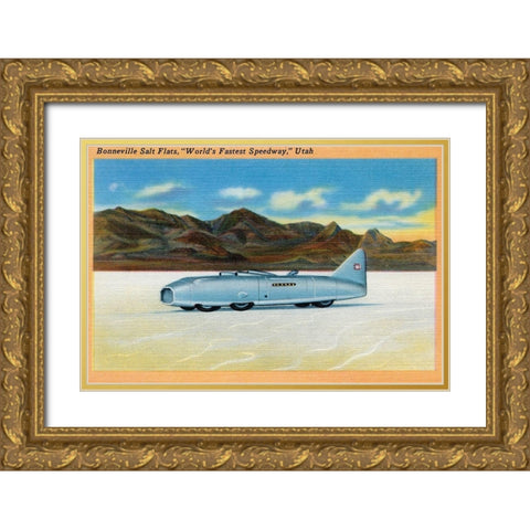 Worlds Fastest Speedway Gold Ornate Wood Framed Art Print with Double Matting by Retrotravel