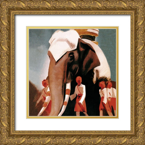 Lloyd Triestino Espresso Itali India Gold Ornate Wood Framed Art Print with Double Matting by Vintage Elephant