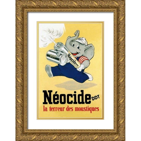 Neocide DDT - La Terreur des Moustiques Gold Ornate Wood Framed Art Print with Double Matting by Vintage Elephant
