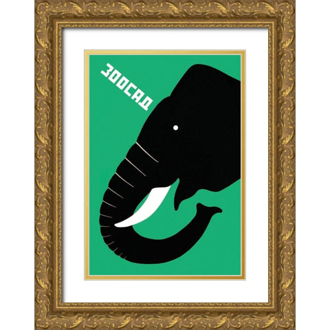 The Zoo - Elephant Gold Ornate Wood Framed Art Print with Double Matting by Bulanov, Dmitrii