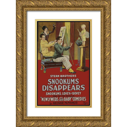 Snookums Disappears Gold Ornate Wood Framed Art Print with Double Matting by Unknown 20th Century American Illustrator