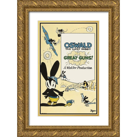 Oswald the lucky rabbit Gold Ornate Wood Framed Art Print with Double Matting by Unknown 20th Century American Illustrator