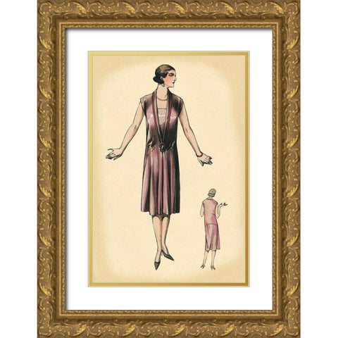 Solitary Beauty Gold Ornate Wood Framed Art Print with Double Matting by Vintage Fashion