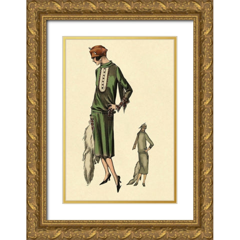 With Stole Gold Ornate Wood Framed Art Print with Double Matting by Vintage Fashion