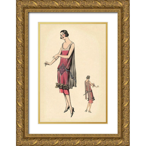 Raven-Haired Gold Ornate Wood Framed Art Print with Double Matting by Vintage Fashion